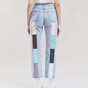 Still Here Pastel Rainbow Tate Crop in Vintage Blue
